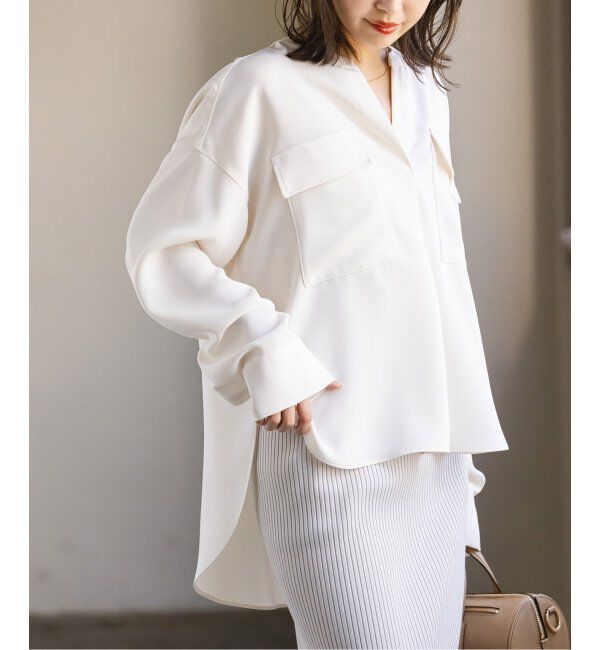NOBLE「《追加》ワークディテールドレープシャツ 4」|シャツ・ブラウス|ホワイト A