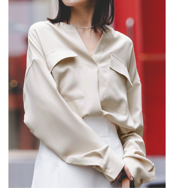 NOBLE「《追加》ワークディテールドレープシャツ 4」|シャツ・ブラウス|