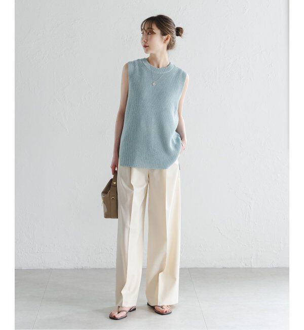 NOBLE「《追加》【洗える】エステルツイルストレッチスラックスパンツ7」|スラックス|