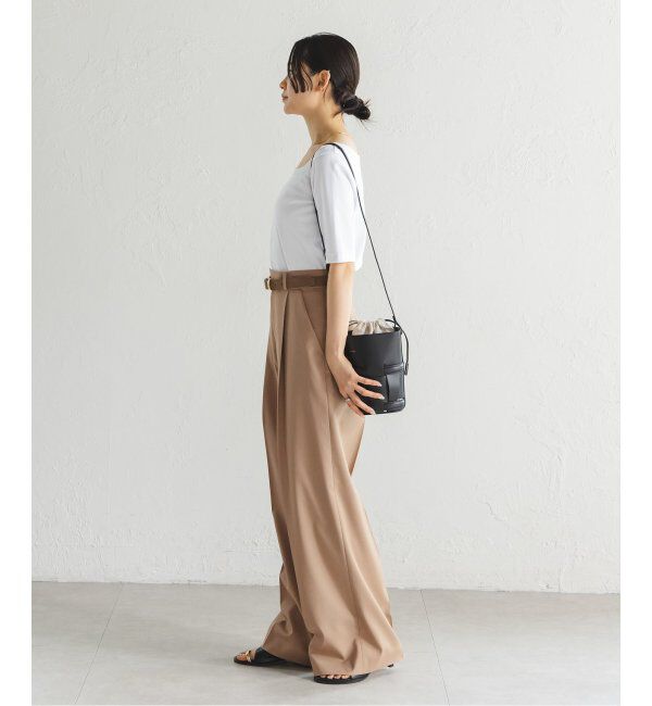 NOBLE「《追加》【洗える】エステルツイルストレッチスラックスパンツ7」|スラックス|