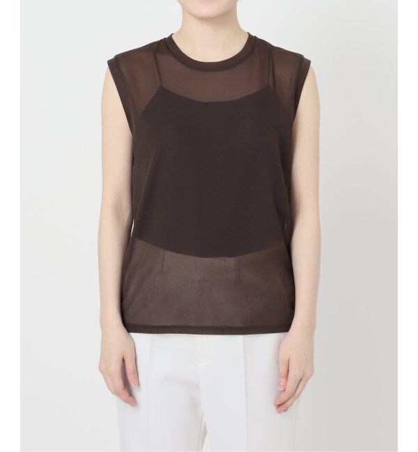 NOBLE「《追加2》シアースキニーノースリーブトップス」|Tシャツ・カットソー|