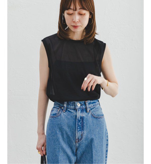 NOBLE「《追加2》シアースキニーノースリーブトップス」|Tシャツ・カットソー|