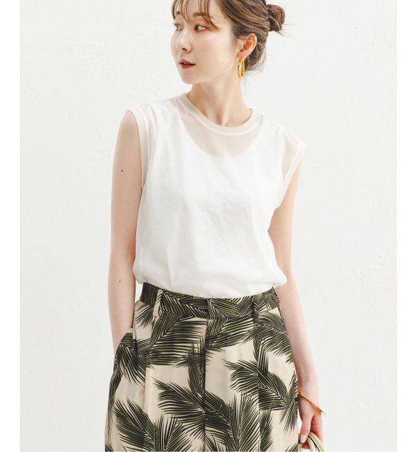 NOBLE「《追加2》シアースキニーノースリーブトップス」|Tシャツ・カットソー|