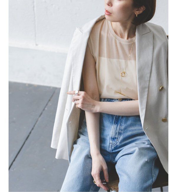 NOBLE「《追加2》シアースキニーノースリーブトップス」|Tシャツ・カットソー|ベージュ