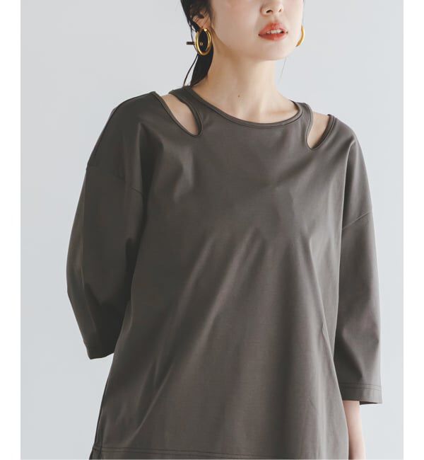 NOBLE「Room no.8/ルームエイト スムースコットンネックオープントップス」|Tシャツ・カットソー|