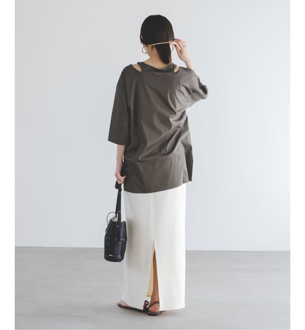 NOBLE「Room no.8/ルームエイト スムースコットンネックオープントップス」|Tシャツ・カットソー|