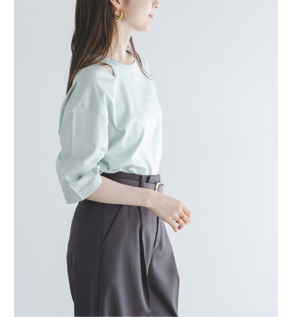 NOBLE「Room no.8/ルームエイト スムースコットンネックオープントップス」|Tシャツ・カットソー|