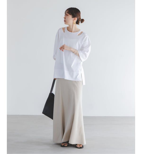 NOBLE「Room no.8/ルームエイト スムースコットンネックオープントップス」|Tシャツ・カットソー|