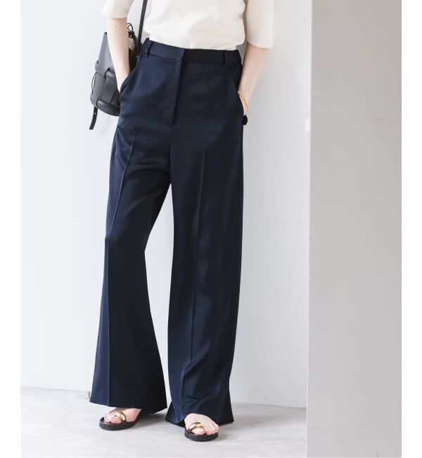 NOBLE「【洗える】ルナサテンベルテッドパンツ」|スラックス|