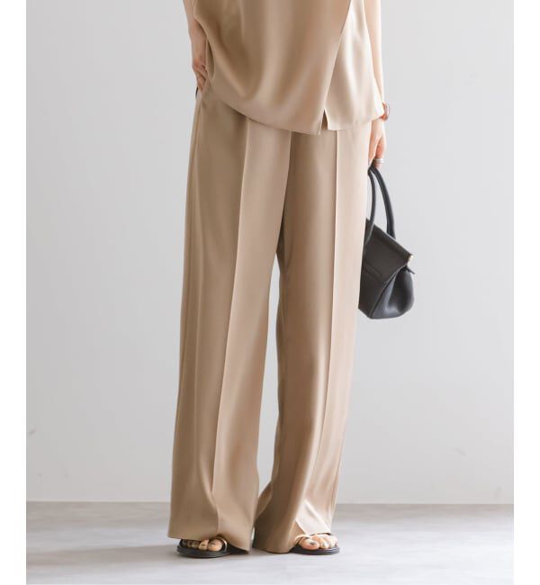 NOBLE「【洗える】ルナサテンベルテッドパンツ」|スラックス|