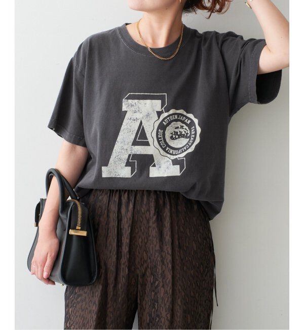 Spick and Span「AUTHEN / オーセン SS FEC FLOCKY PRINT T-SHIRT」|Tシャツ・カットソー|ブラック