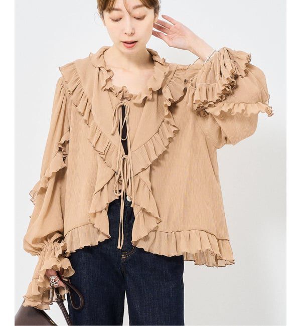 NOBLE「VENIT/ヴェニット RUFFLE CREPE」|シャツ・ブラウス|ベージュ