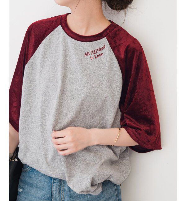 Spick and Span「Uhr/ウーア Fabricmix Baseball Tee」|Tシャツ・カットソー|グレーA