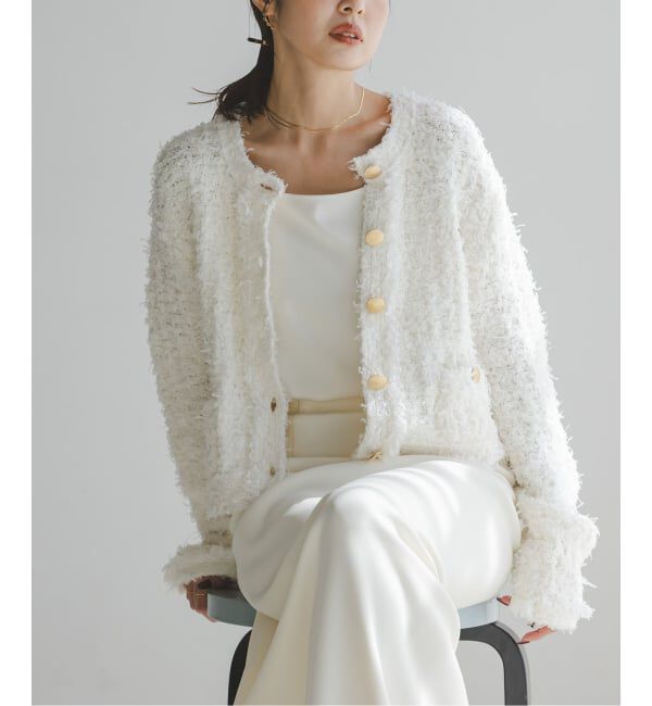 NOBLE「ツイードニットカーディガン」|カーディガン|
