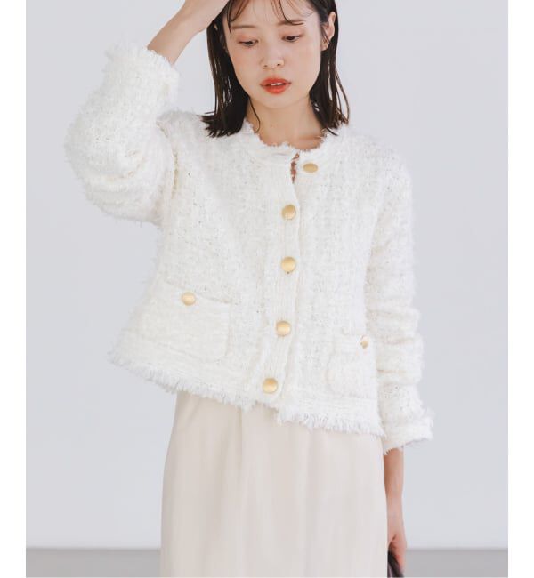 NOBLE「ツイードニットカーディガン」|カーディガン|