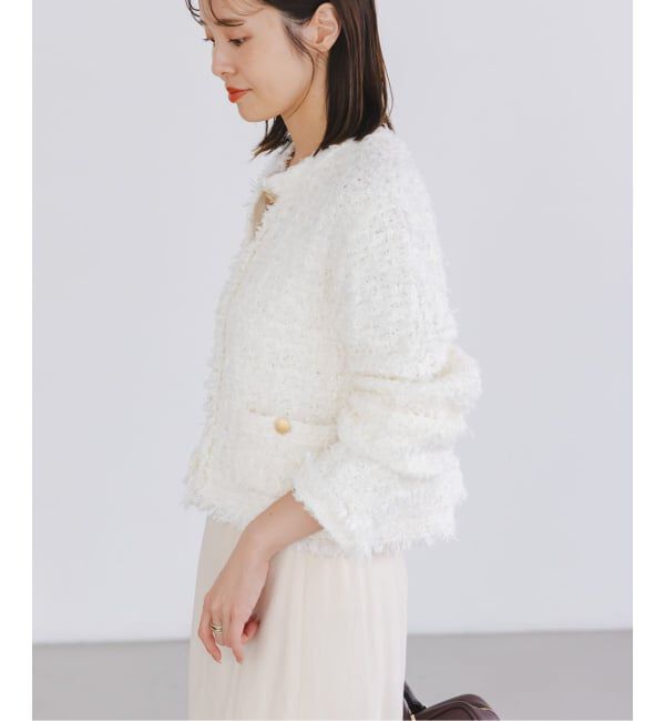 NOBLE「ツイードニットカーディガン」|カーディガン|