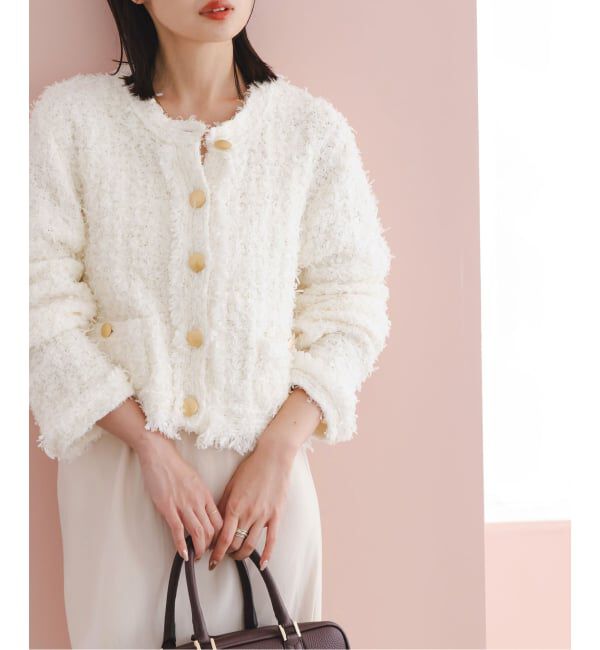 NOBLE「ツイードニットカーディガン」|カーディガン|