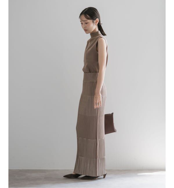 NOBLE「《追加》【洗える】ランダムバイカラーリブニットスカート」|スカート|