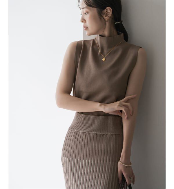 NOBLE「【洗える】ボトルネックスリーブレスニット」|ニット・セーター|ブラウン D