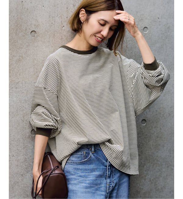 FRAMeWORK「≪追加≫ミジンボーダーロンT」|Tシャツ・カットソー|ブラウン