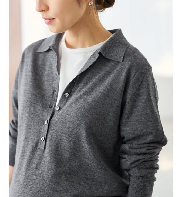 FRAMeWORK「イタリアヤーン basic ポロ衿プルオーバー」|ニット・セーター|