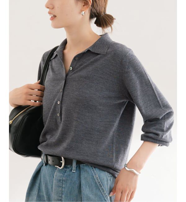 FRAMeWORK「イタリアヤーン basic ポロ衿プルオーバー」|ニット・セーター|グレーB