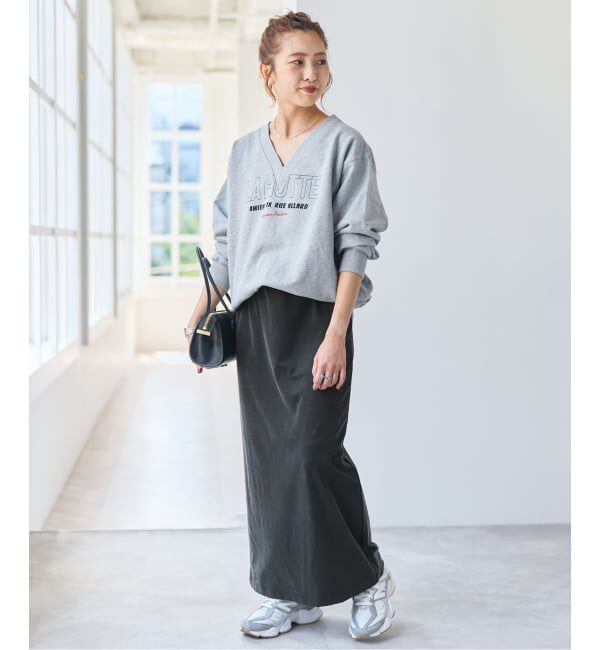 Spick and Span「サテンジャージーIラインスカート」|スカート|