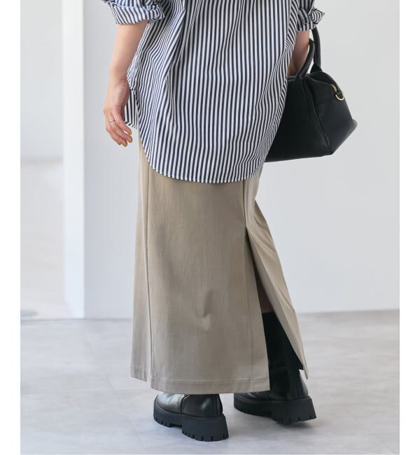 Spick and Span「サテンジャージーIラインスカート」|スカート|