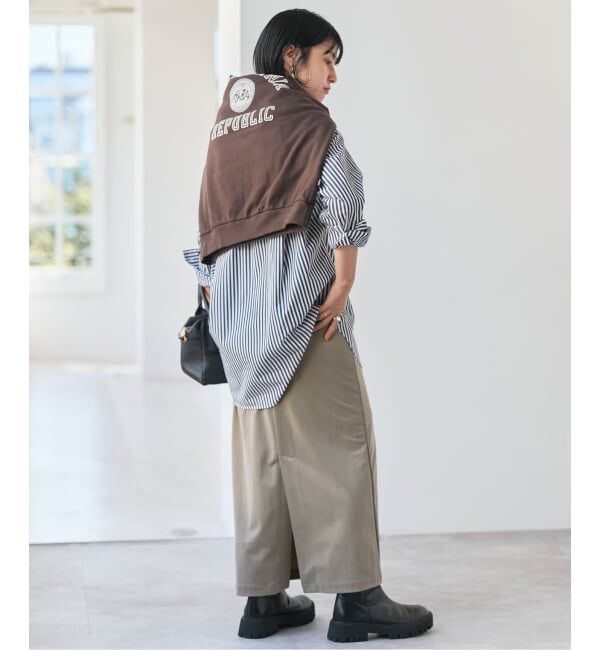 Spick and Span「サテンジャージーIラインスカート」|スカート|