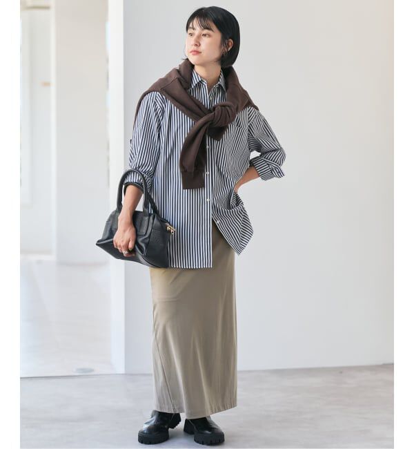 Spick and Span「サテンジャージーIラインスカート」|スカート|