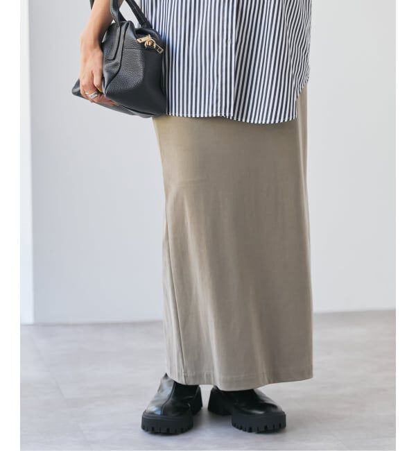 Spick and Span「サテンジャージーIラインスカート」|スカート|