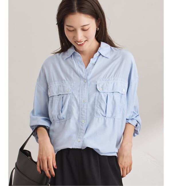 FRAMeWORK「SILKコンピースダイWORK-シャツ」|シャツ・ブラウス|ブルー A