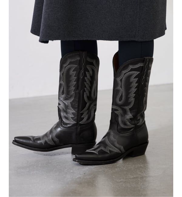 FRAMeWORK「LUCCHESE WOMENS,Sage ウエスタンブーツ」|ロングブーツ|ブラック