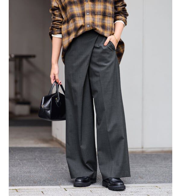 FRAMeWORK「TWラップパンツ」|スラックス|グレー