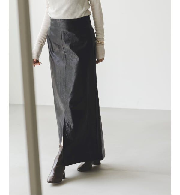 NOBLE「ヴィンテージライクフェイクレザースカート」|スカート|ブラック