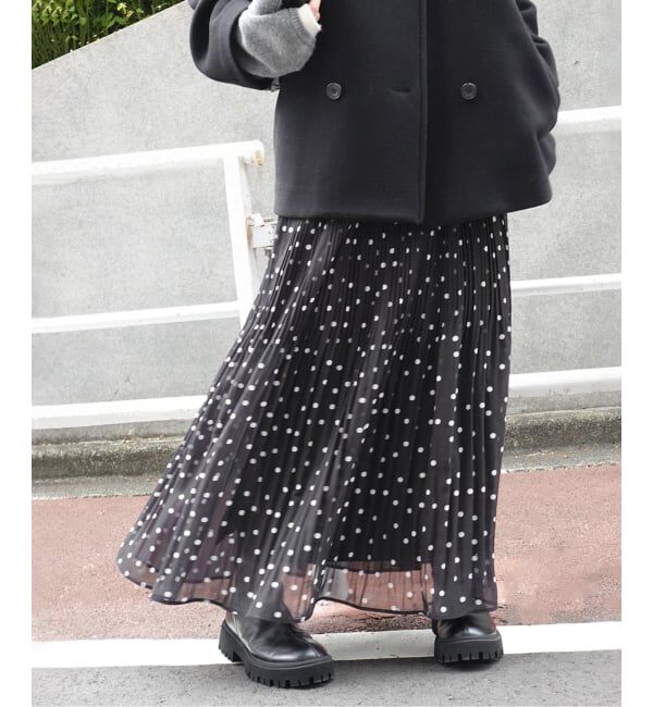 Spick and Span「《WEB限定 / 追加予約》ドットプリーツイージースカート」|スカート|ブラックベース