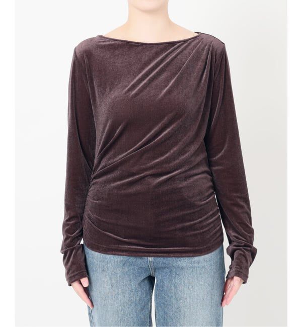  「【洗える】ベロアドレープカットソー」|Tシャツ・カットソー|