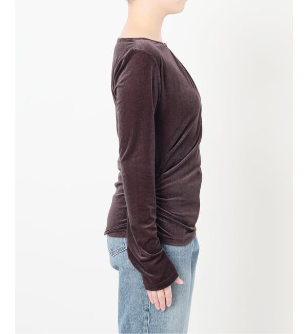  「【洗える】ベロアドレープカットソー」|Tシャツ・カットソー|
