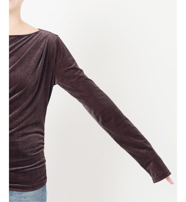  「【洗える】ベロアドレープカットソー」|Tシャツ・カットソー|