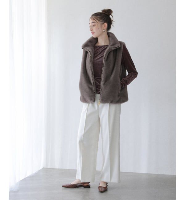  「【洗える】ベロアドレープカットソー」|Tシャツ・カットソー|