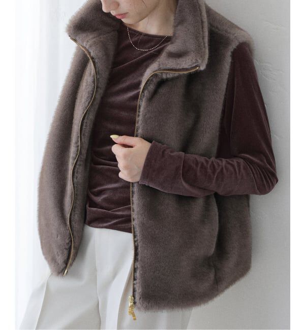  「【洗える】ベロアドレープカットソー」|Tシャツ・カットソー|ブラウン