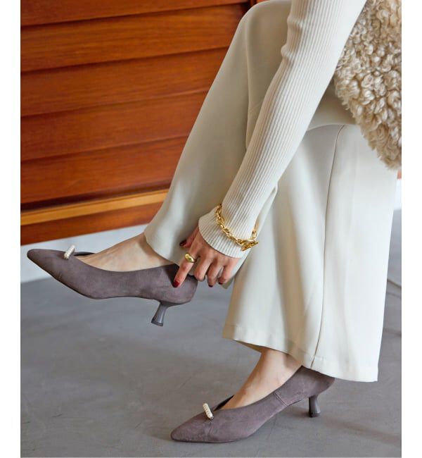  「《追加》5cmパールラインパンプス」|パンプス|グレー