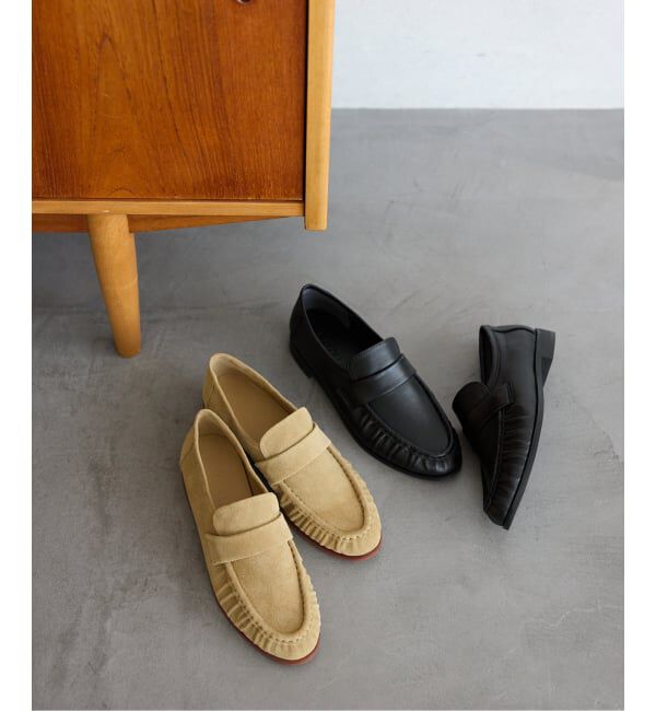  「《予約》レザーギャザーローファー」|ローファー|