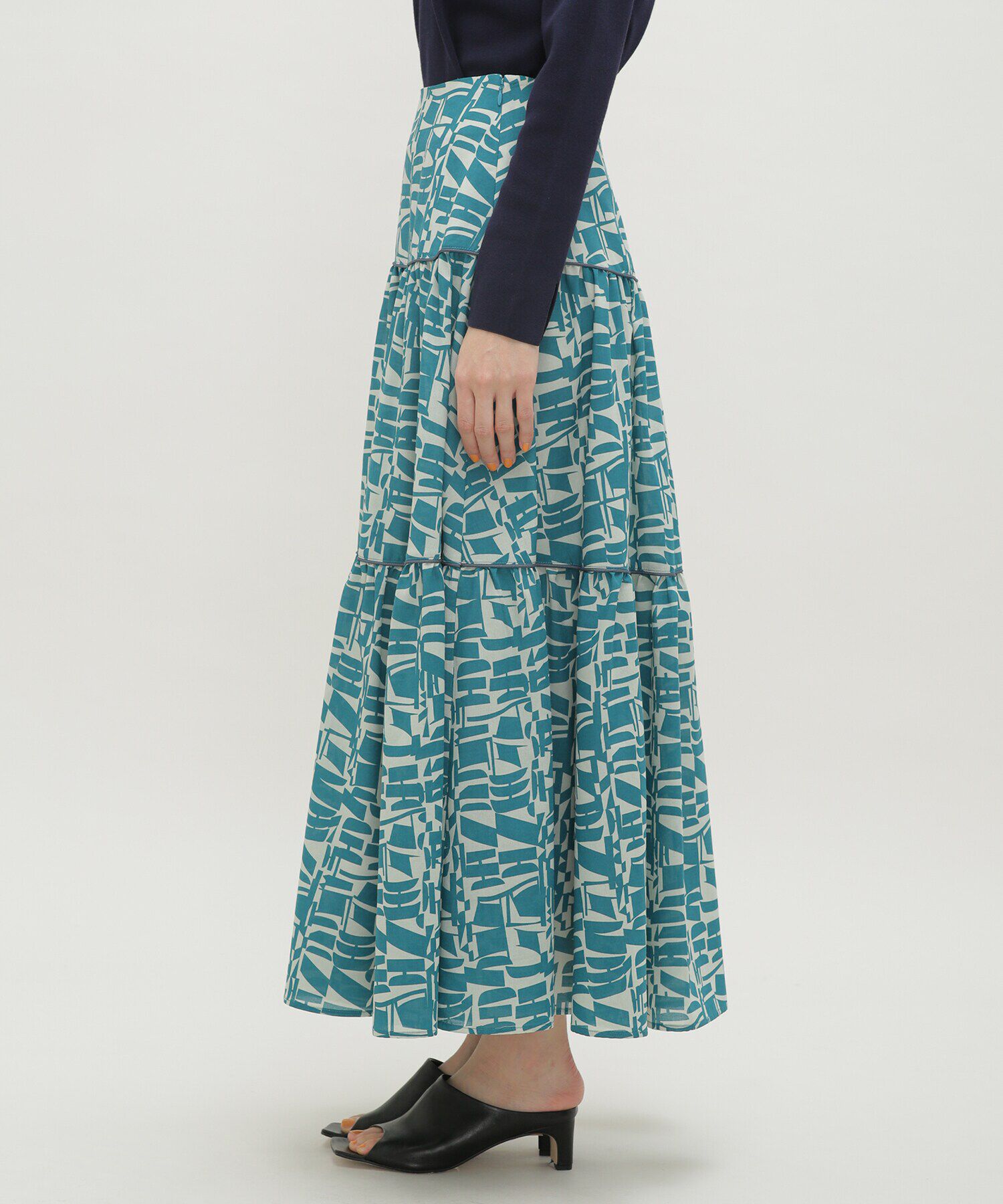 nano･universe「LB.03/幾何学柄ティアードスカート」|スカート|