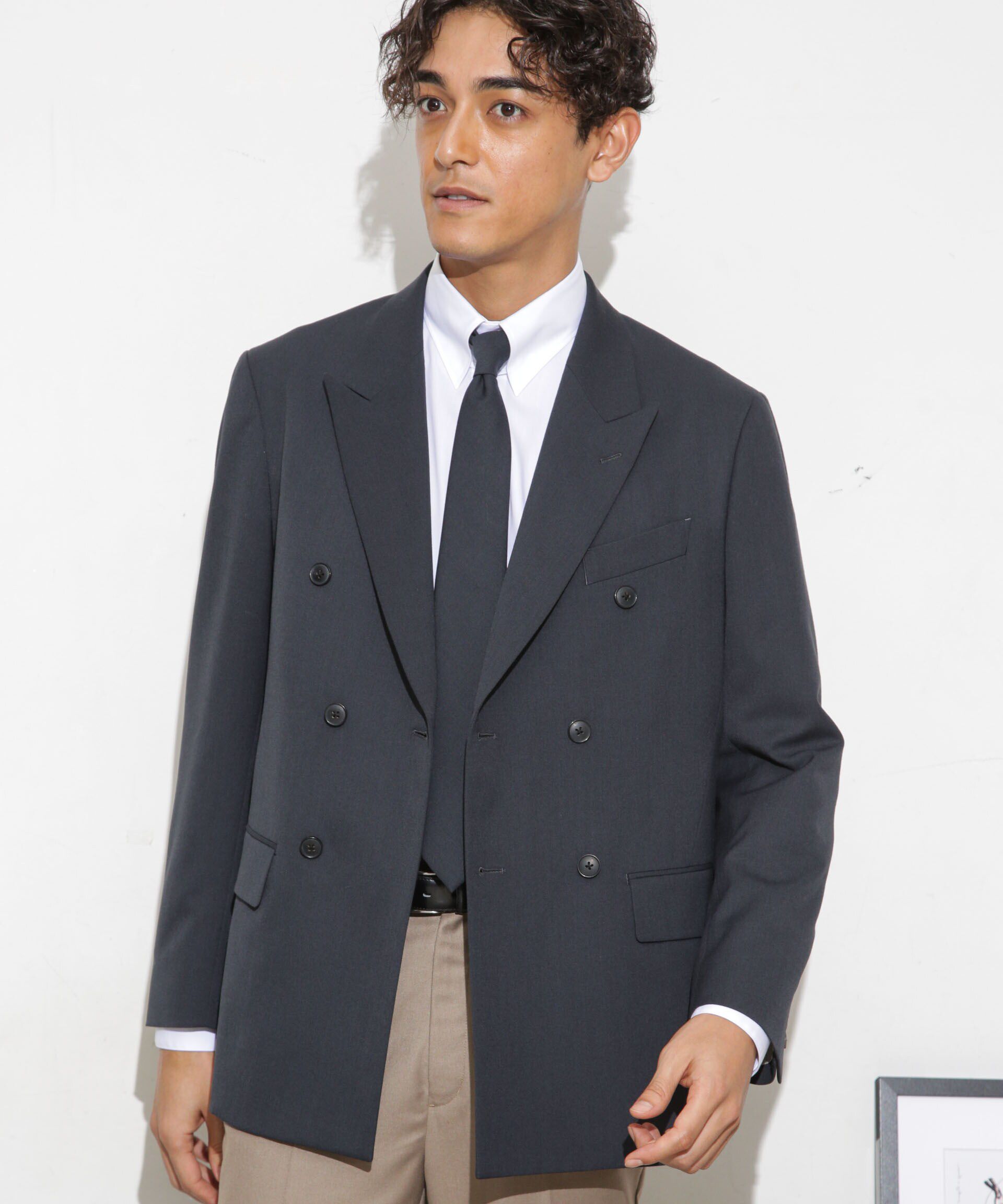 nano･universe「「ESSENTIAL LINE」TWソリッドダブルジャケット」|スーツ|