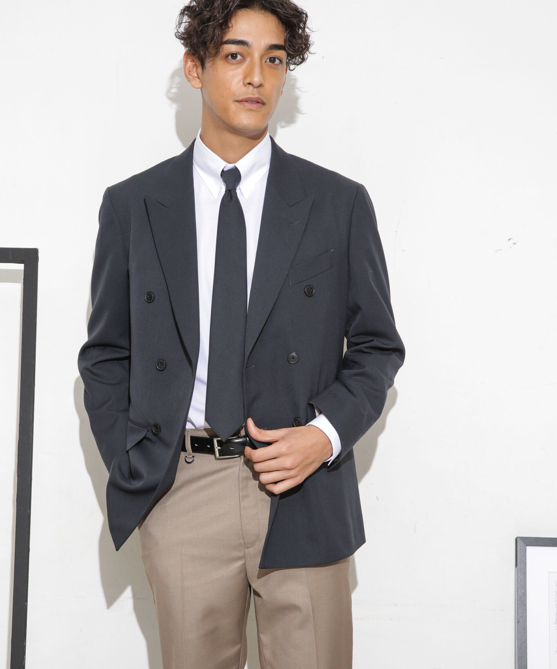 nano･universe「「ESSENTIAL LINE」TWソリッドダブルジャケット」|スーツ|