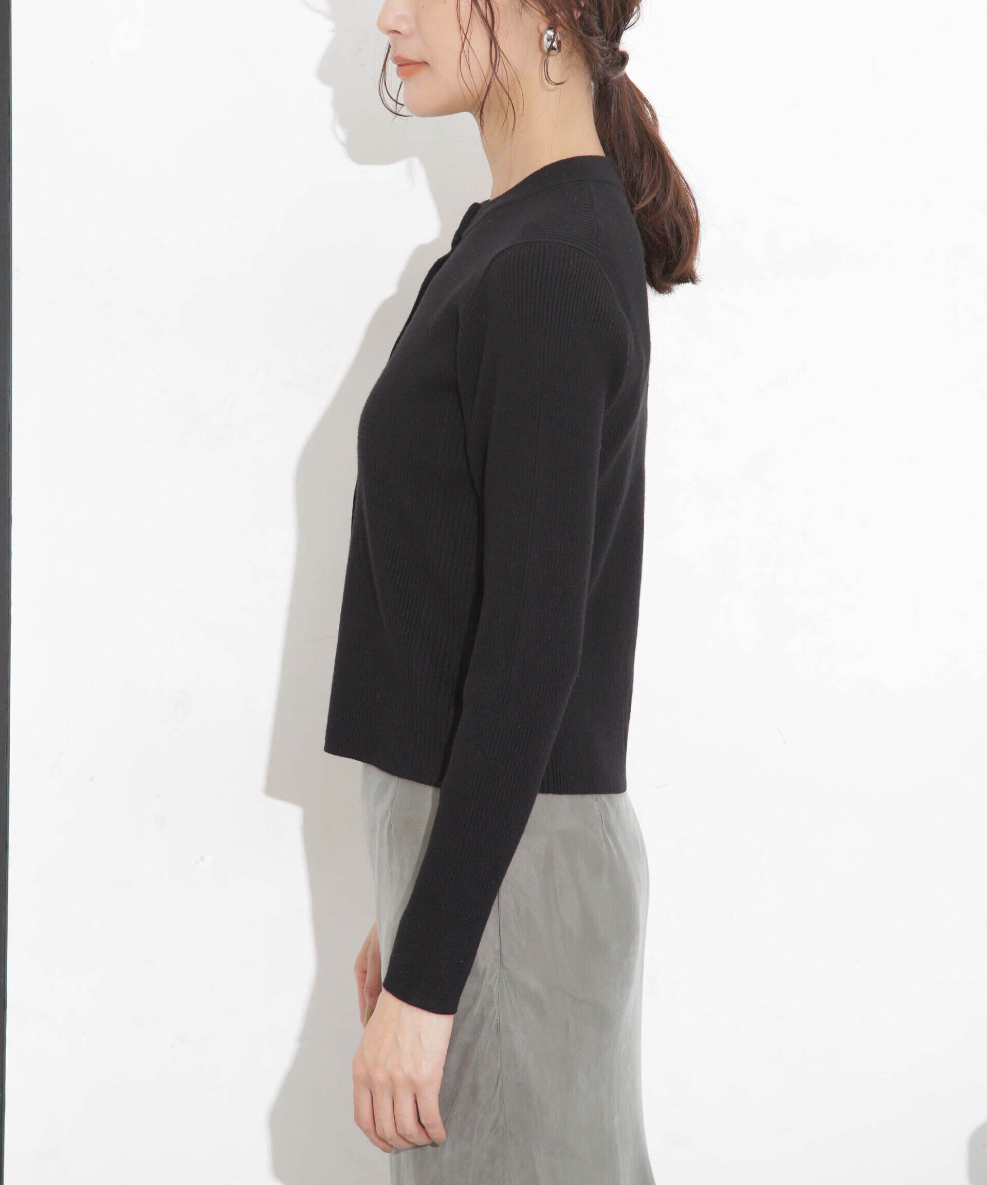 nano･universe「椿オイル加工リブカーディガン」|ニット・セーター|