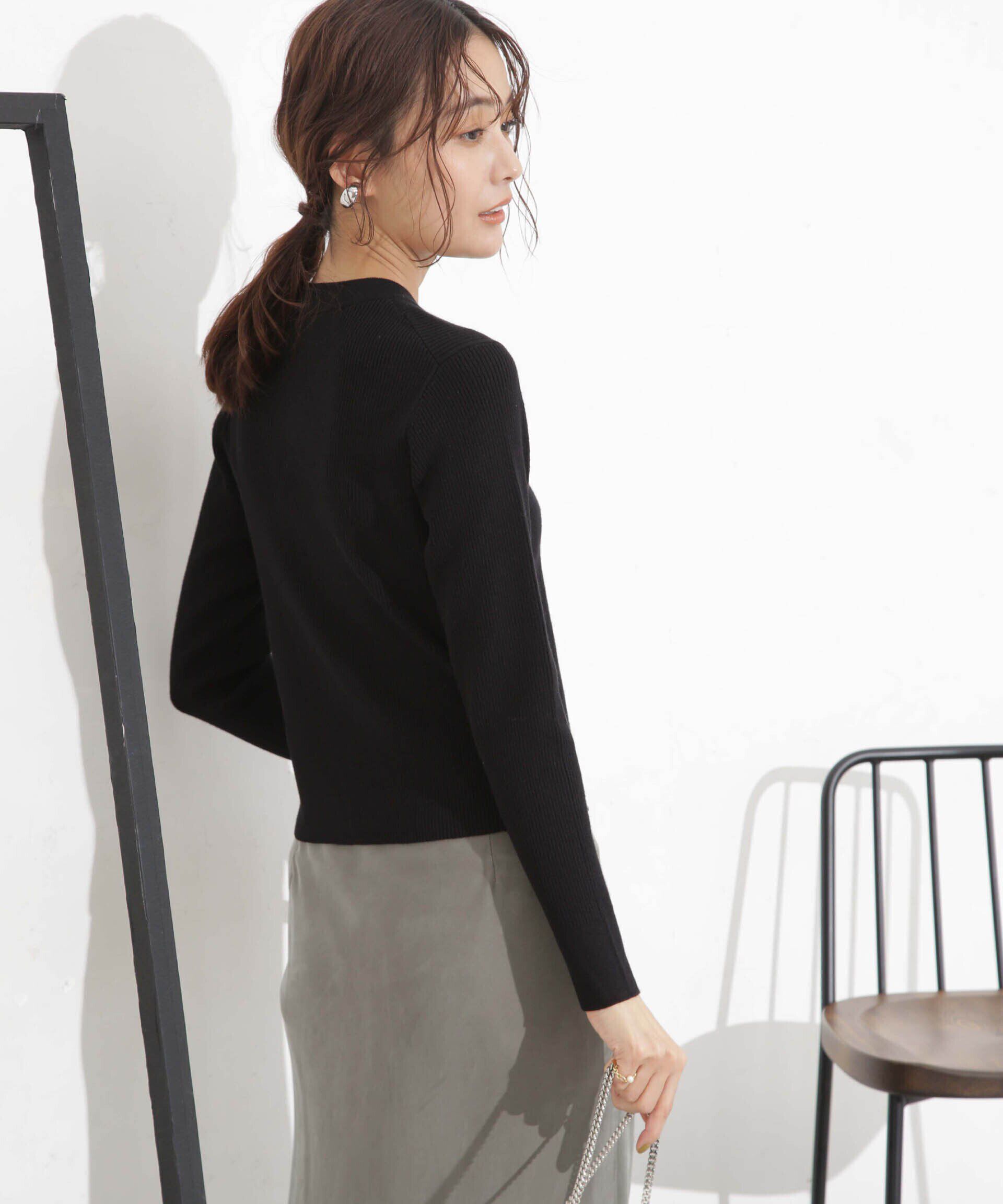 nano･universe「椿オイル加工リブカーディガン」|ニット・セーター|