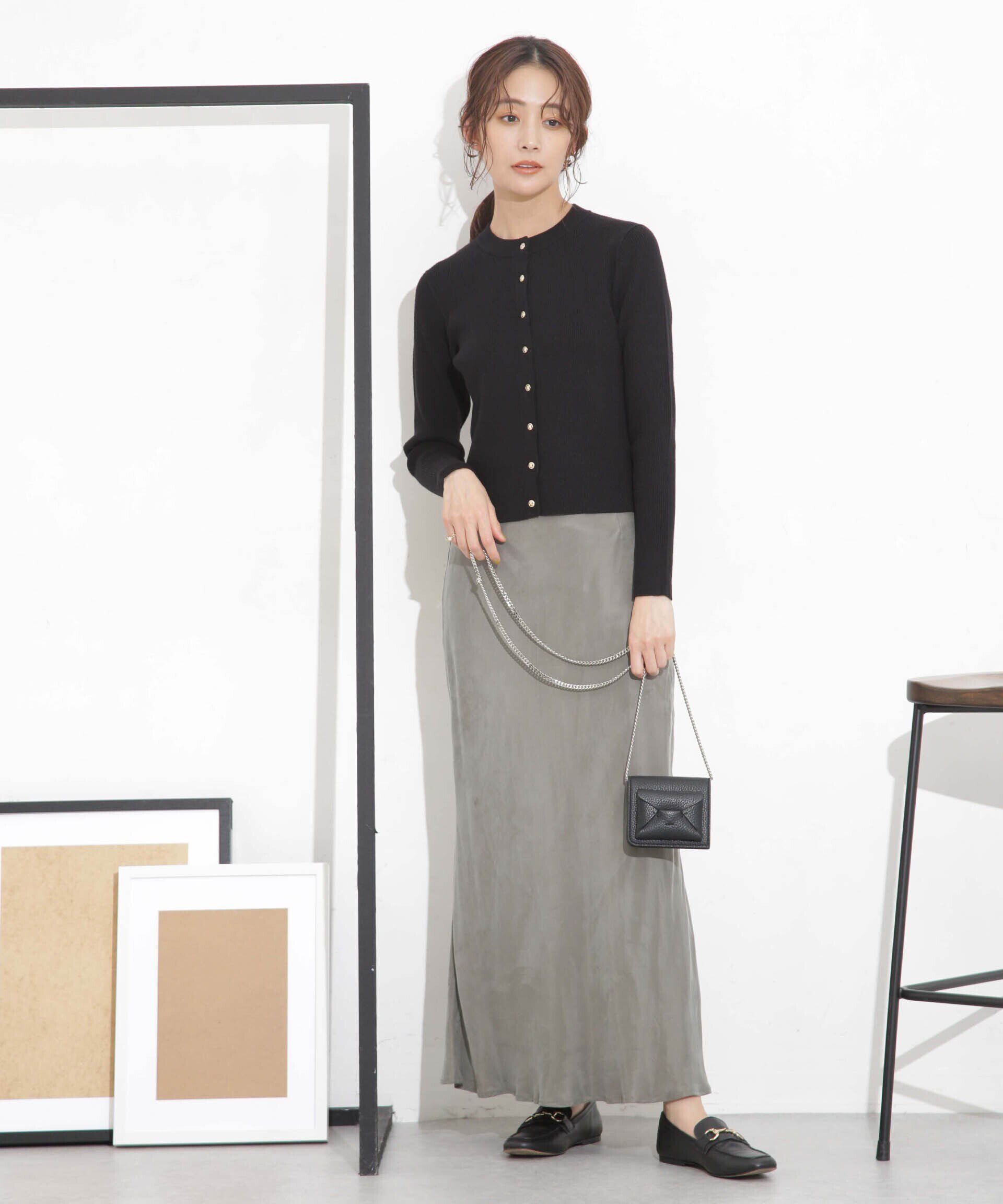 nano･universe「椿オイル加工リブカーディガン」|ニット・セーター|