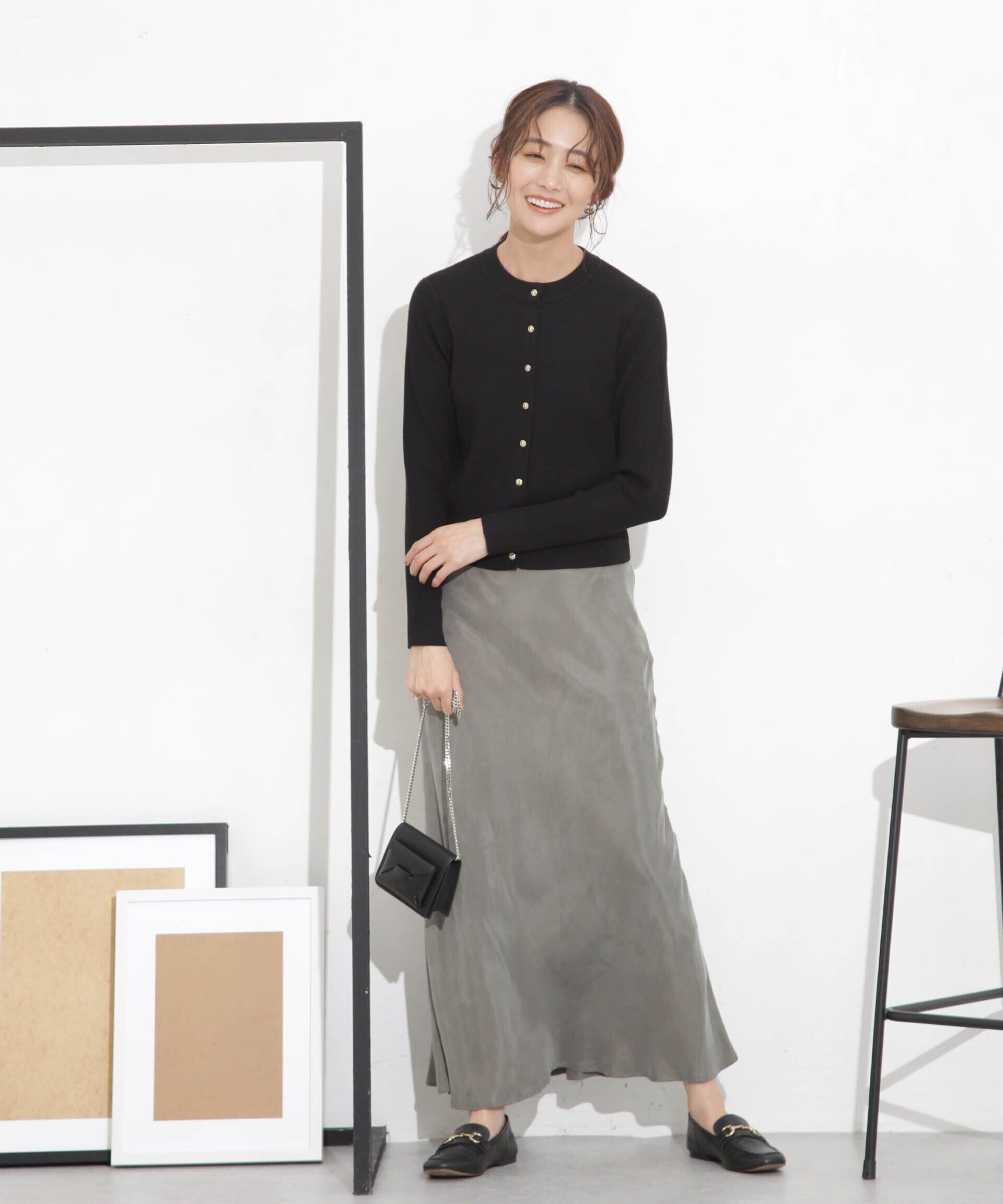 nano･universe「椿オイル加工リブカーディガン」|ニット・セーター|